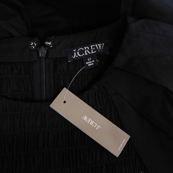 NWT!! J. CREW Meadow Dress Smocked Cotton Poplin Solid Black Midi Small Tall - Picture 12 of 15